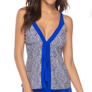Blue & Black Layered Tankini, M